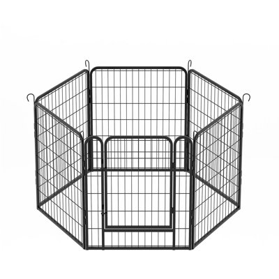 6 Panels Heavy Duty Metal Playpen With Door, Dog Fence Pet Exercise Pen For Outdoor, Indoor