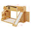 Lit simple superposé au dessus d'un lit double avec escalier de rangement et glissade, lit superposé en bois avec garde-robe et tablette-1487003219