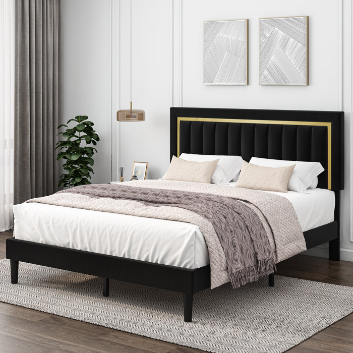 Willa Arlo Interiors Valery Upholstered Bed with Adjustable Headboard ...