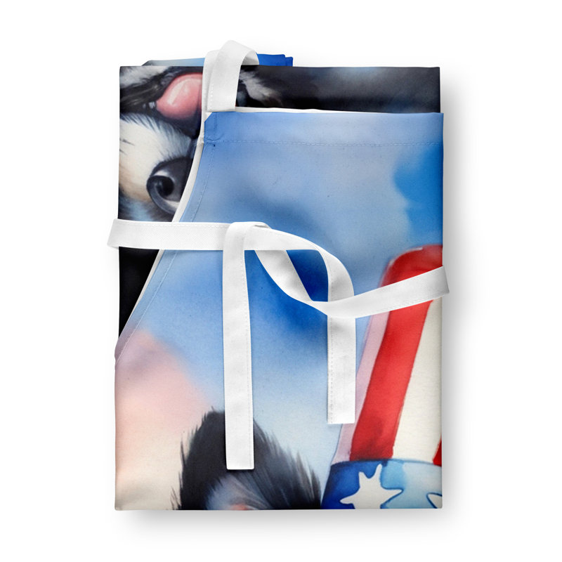Patriotic American Apron, Black Pomeranian