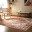 Tapis d'intérieur lavable bleu à médaillon rétro-641075167-670906982