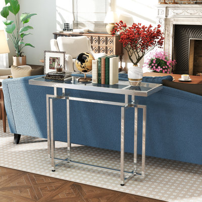 Console de vestibule étroite avec plateau en verre