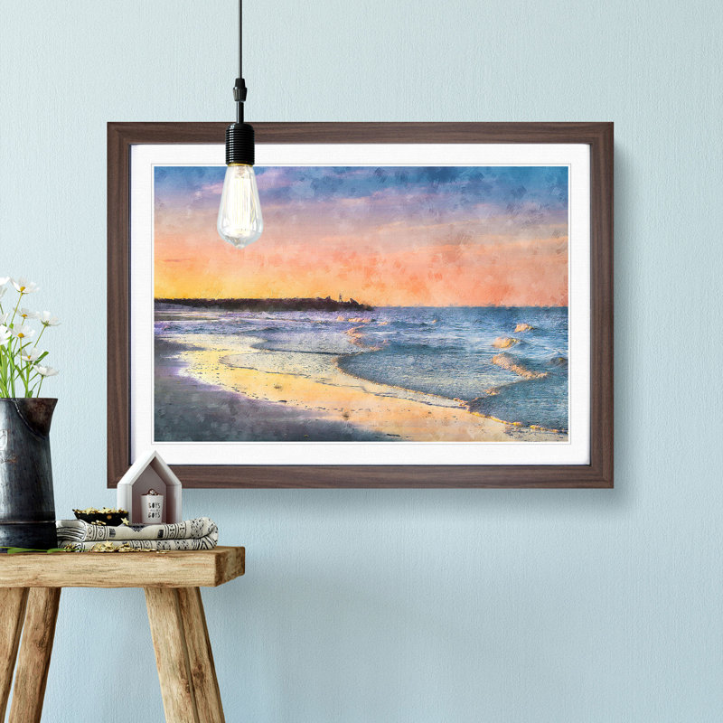 Fishing in Cape Cod - Picture Frame Graphic Art Print, 62cm H x 87cm W x 2cm D, Walnut Framed