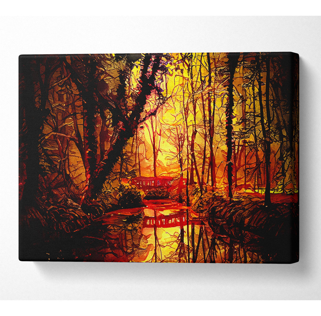 Park Bridge Autumn - Kunstdrucke auf Leinwand - Wrapped Canvas