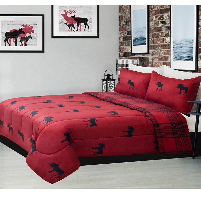 Polyester Ring Stitch Plaid Comforter, King Comforter + 2 Shams