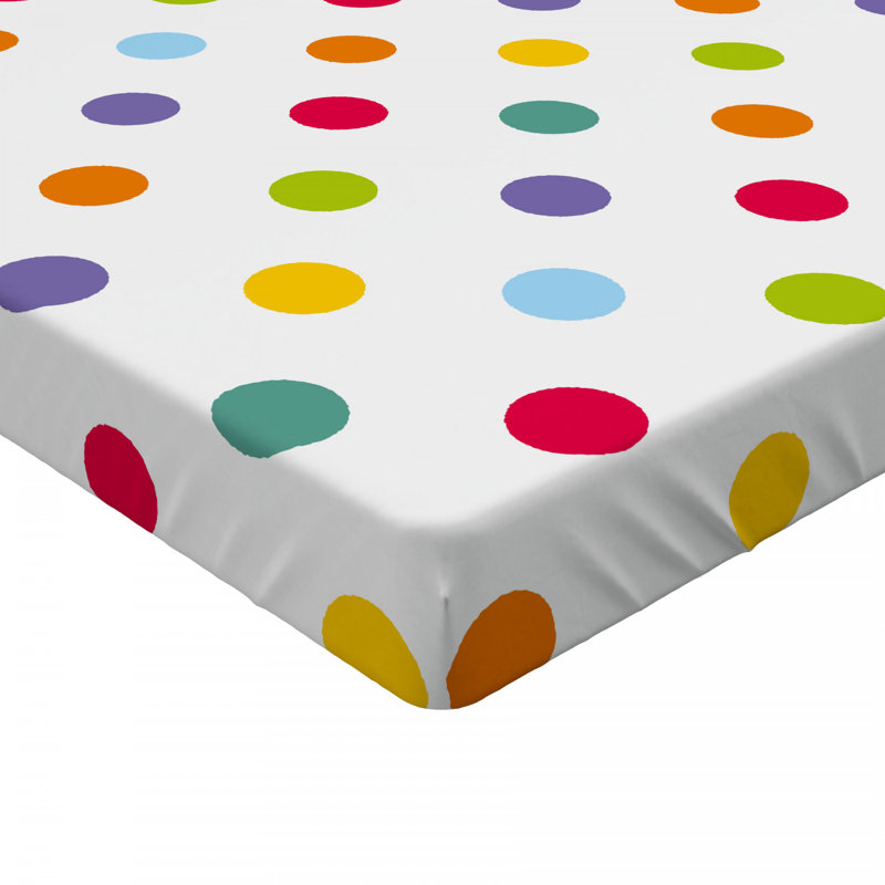 Full Size Pink and Yellow Polka Dot Microfiber Fitted Sheet