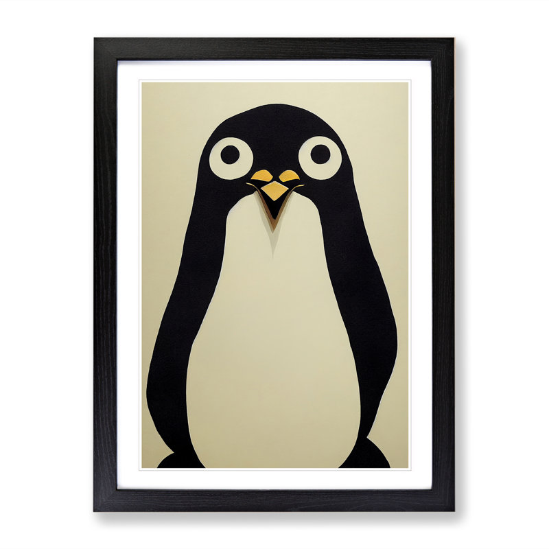 Paper Penguin No.2 - Single Picture Frame Print, Black Framed, 46cm H x 34cm W x 2cm D