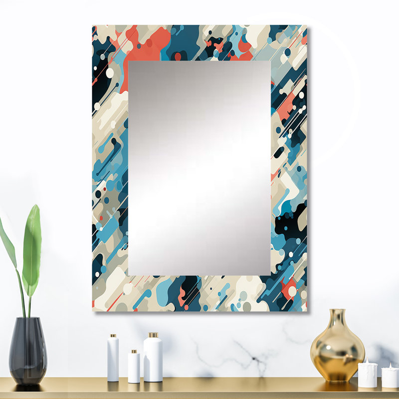 Cuber Techno Concealment - Abstract Large Mirror, Abstract Decorative Wall Mirror, Printed Metal Art, 32" x 24"