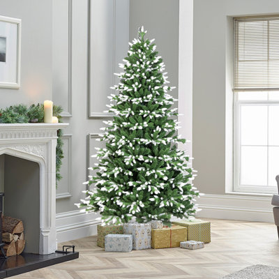 Sapin de Noël artificiel vert non illuminé de 1,5 m (5 pi) avec pointes blanches, 1193 extrémités de branches, branches à charnières à ouverture automatique, 101,6 cm (40 po) de diamètre