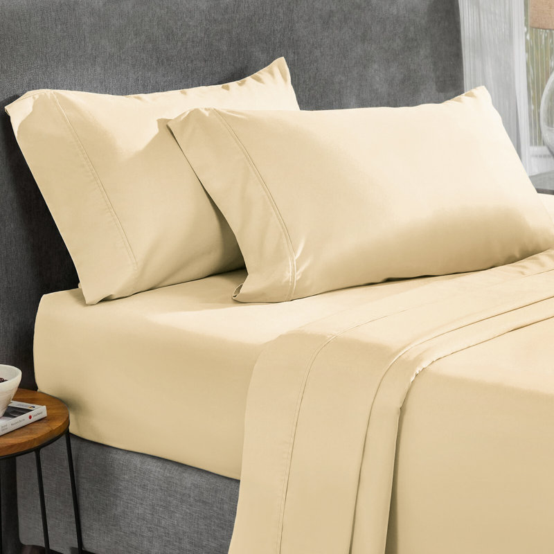 Brushed Microfiber Sheet Set, King Sheet Set + 1 Fitted Sheet + 2 Pillowcases, Ivory
