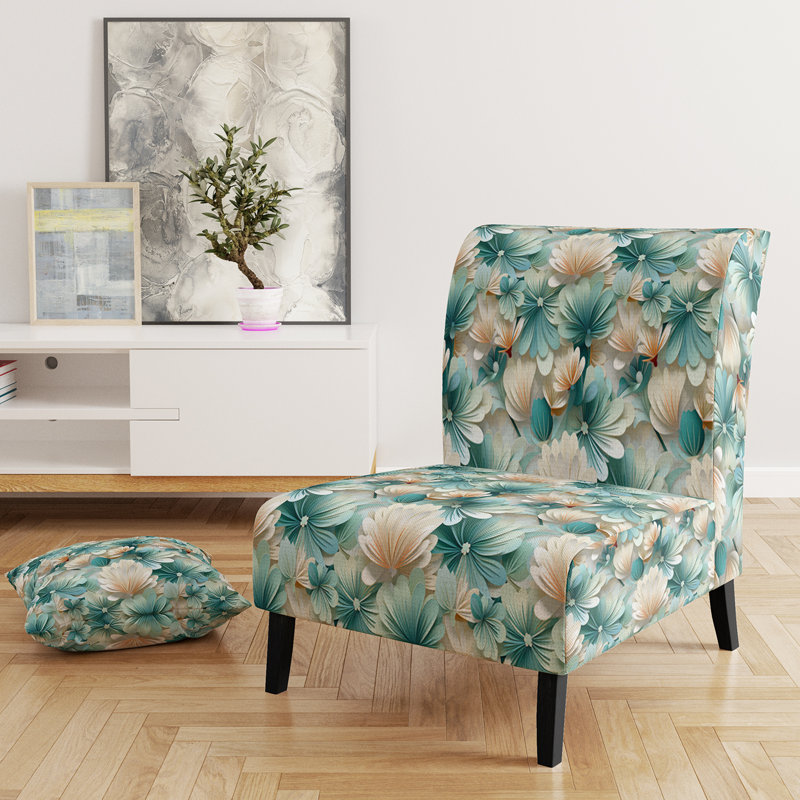 Fauteuil de chambre blanc et vert Coastal Escape I rembourré