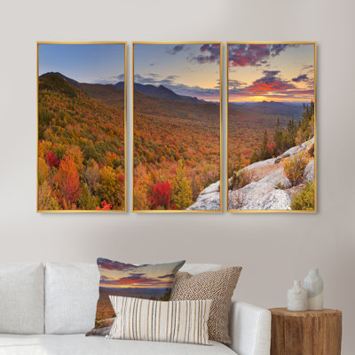 Endless Forêts in Fall Panorama - Ensemble de 3 reproductions sur toile