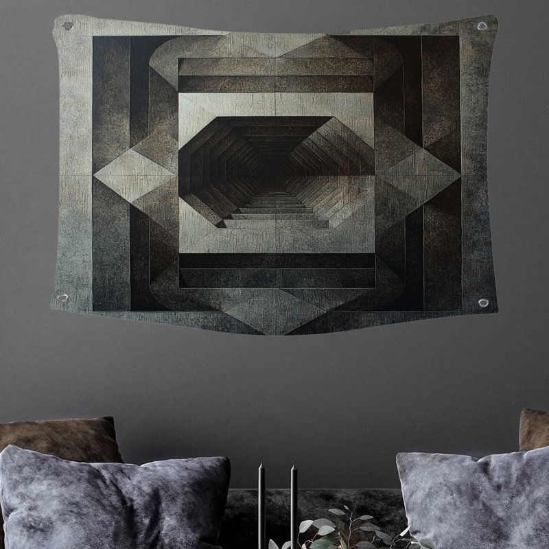Tapisserie murale formes géométriques abstraites, H 88 po x l 104 po