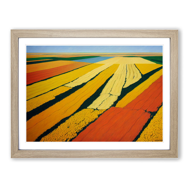 Pleasant Wheat Field - Single Picture Frame Print, 46cm H x 64cm W x 2cm D, Oak Framed
