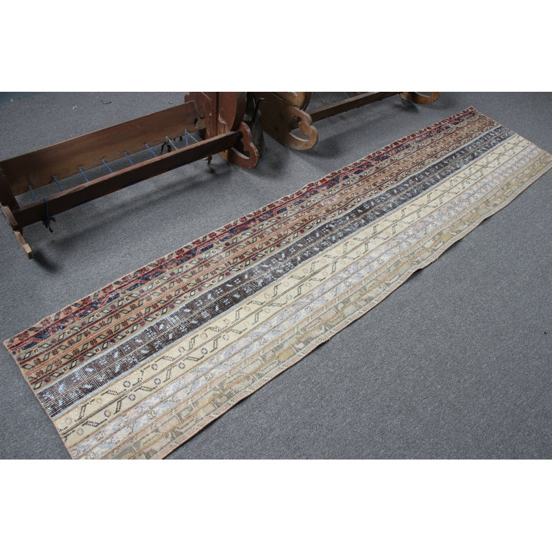 Tapis de couloir rétro en laine fait à la main de style turc, idéal pour orner vos couloirs ou vos espaces de vie