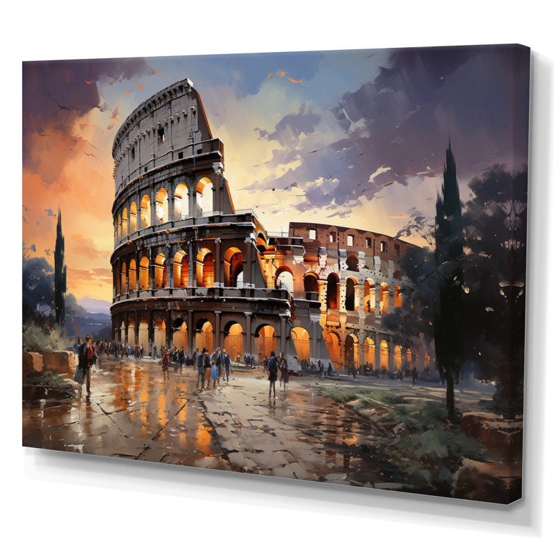 Beige, Italie, Colisée, Colosseo, sur toile, Toile tendue, H 34 po x l 44 po x P 1,5 po