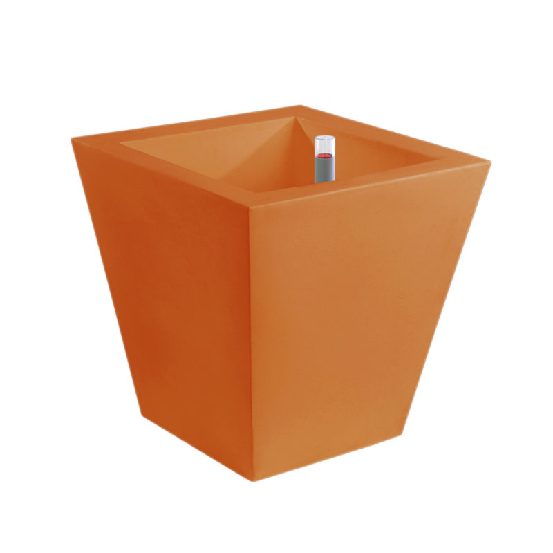Cono Cuadrado - High Square Resin Cone Pot Planter - Self Watering, 11.75" H x 11.75" W x 11.75" D, Ecru