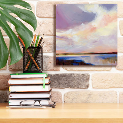 Art mural sur toile Ebern Designs «Sunset On Gull Lake» par Katrina Pete