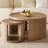 Round Nesting Coffee Table Set Of 2,31.5" Large & 18" Small Low Tables With Wood Look Top,Space-Saving Side Tables For Living Room,Bedroom,Office,Minimalist Center Table Set(Gray)-1008632767