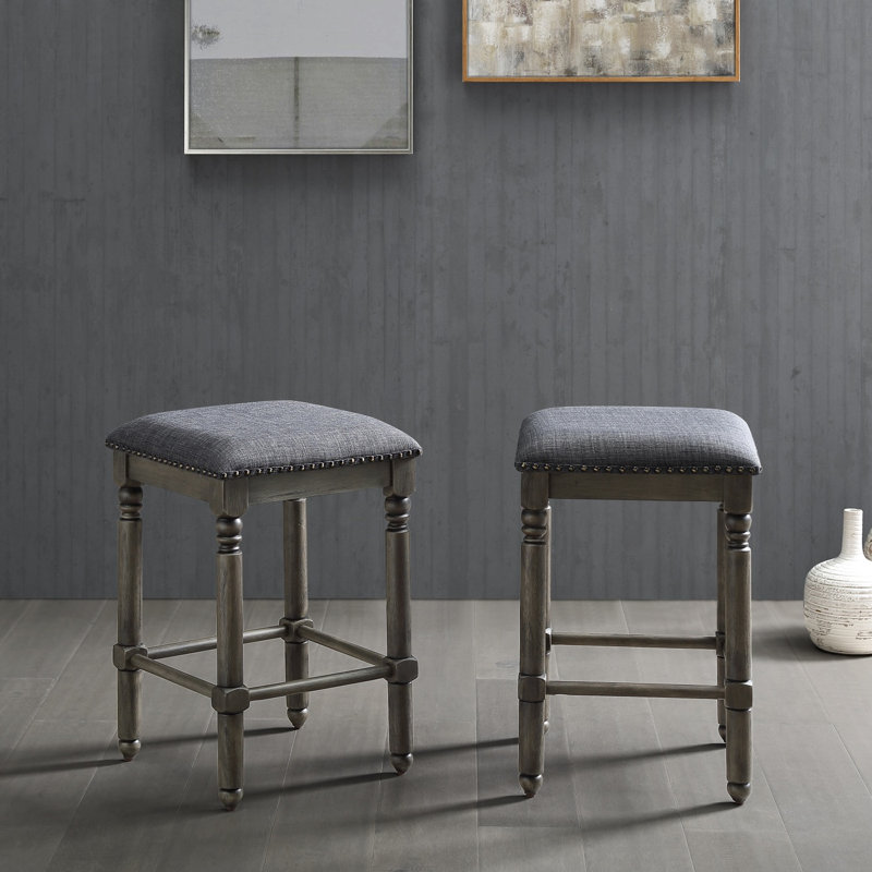 Tabouret rembourré à hauteur de comptoir, Gris, Gris