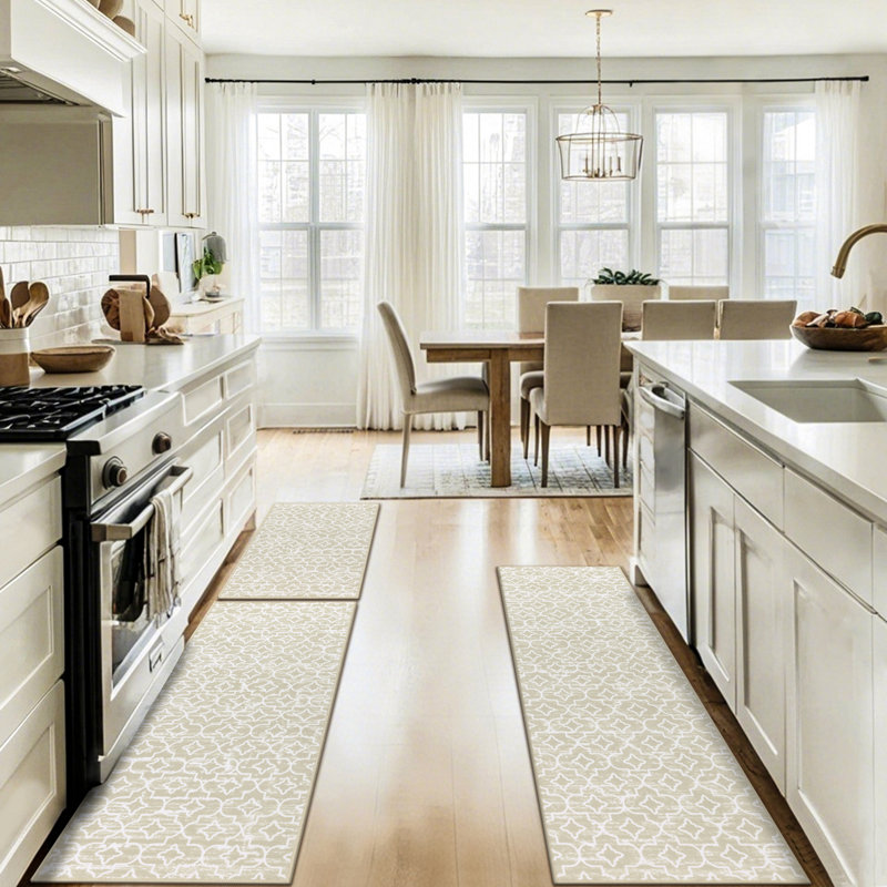 Machine Washable Non-Slip Kitchen Mat, Beige