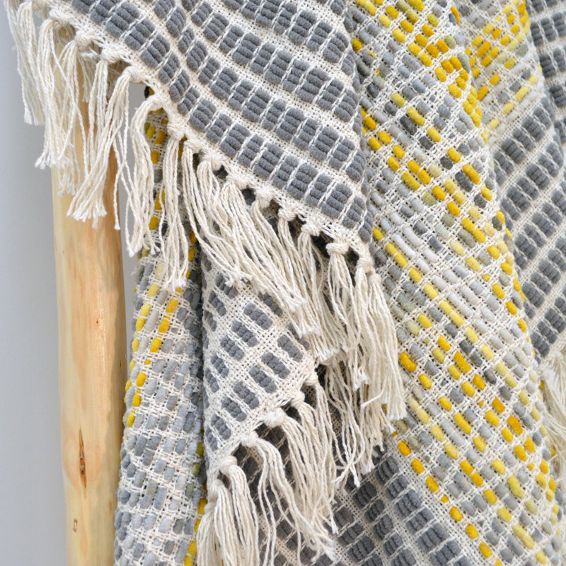 Naal Heavyweight Zig Zag Patterned Throw, W125 x L150cm, Mustard