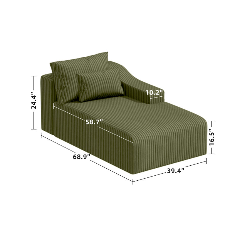 Méridienne en velours côtelé Compression Modern, Velours côtelé vert