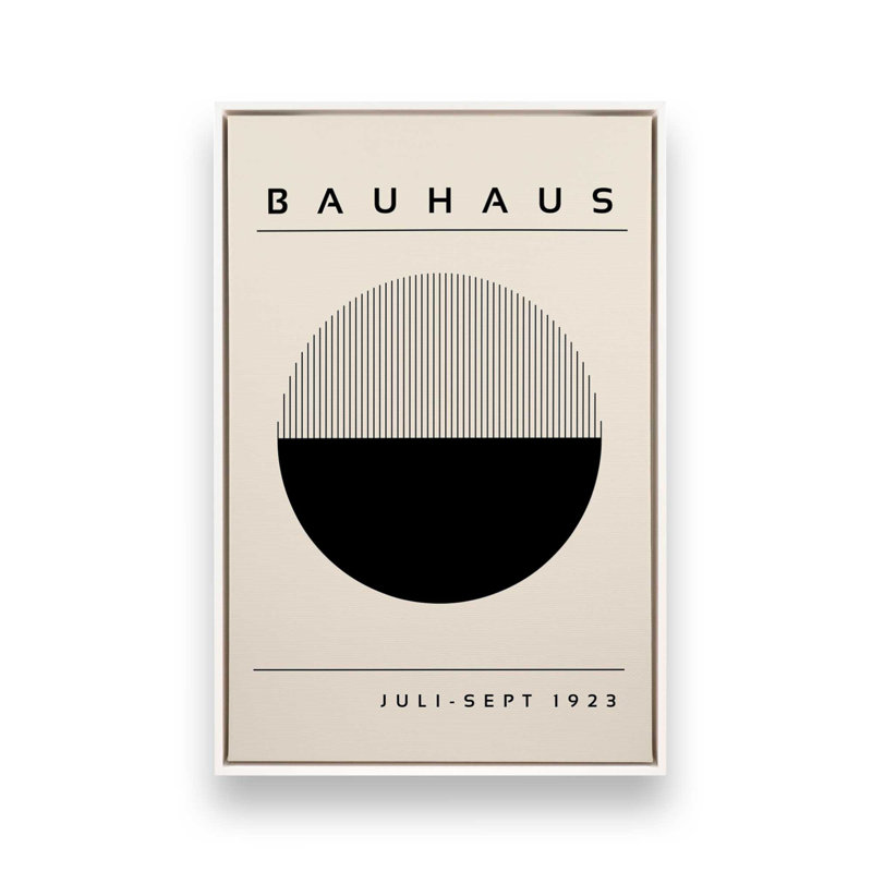 Impression éclipse de géométrie du Bauhaus, H 18,75 po x l 12,75 po x P 1,75 po, Cadre flottant blanc opaque
