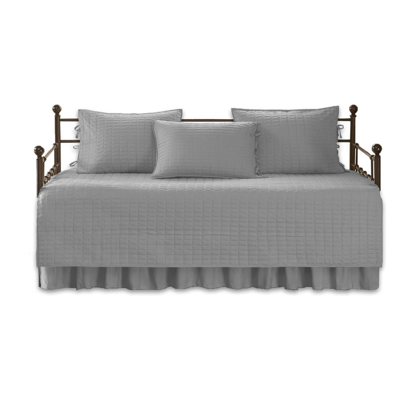 5 Piece Comfort Quilting Double Sided Daybed Cover Sets,Gray, Gray