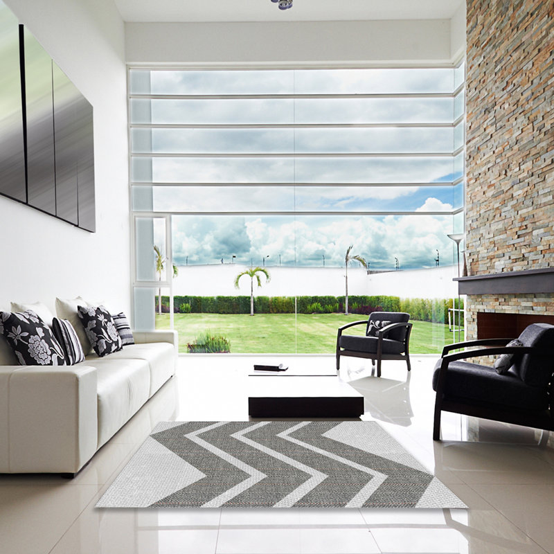 Tapis gris à chevrons Antroy, Carré 6 pi