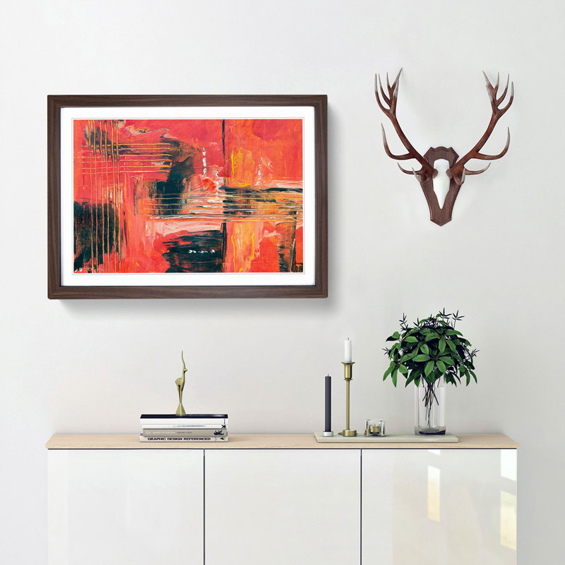 Abstract Art Painting Vol.259 by S.Johnson - Picture Frame Painting Print, 36cm H x 48cm W x 2cm D, Walnut Framed