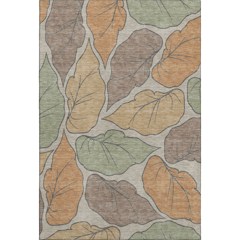 Tapis botanique de qualité supérieure lavable à la machine Mayfield AMF2348, Copper, 8' x 10'
