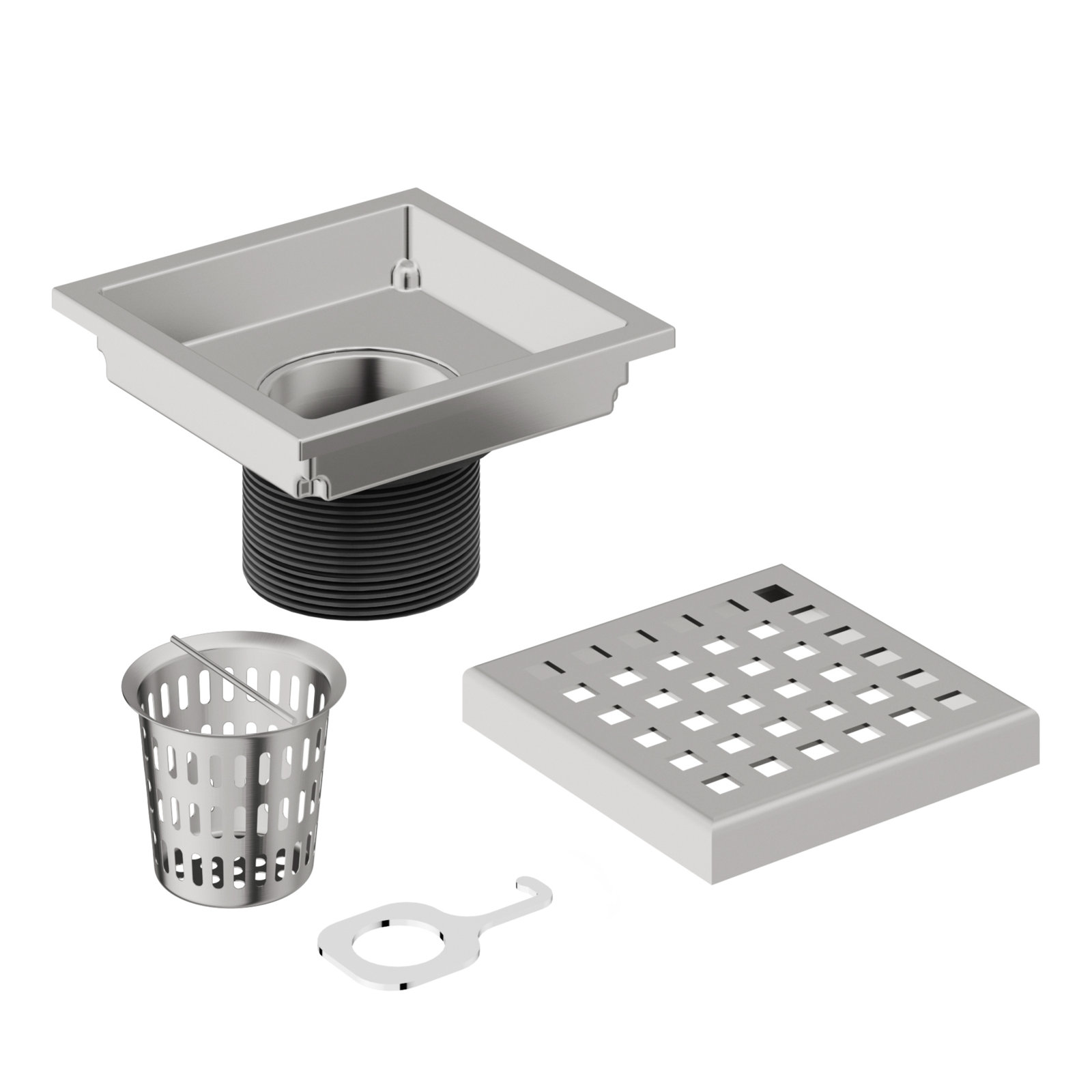 Elan Square Shower Drain, Brushed Nickel