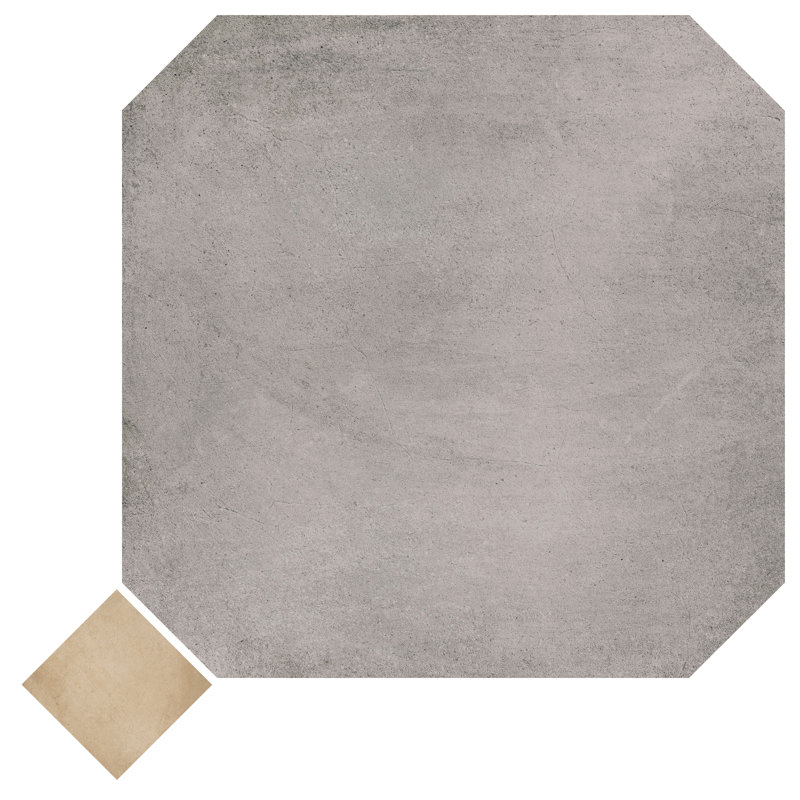 Laverton Octagon W/Taco 7-7/8 In. X 7-7/8 In. Porcelain Floor And Wall Tile, Gray/Beige