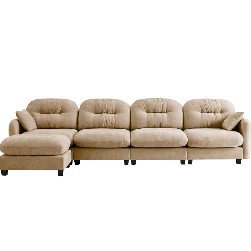 Canapé modulaire en chenille douce 4 avec conception mobile et ergonomique, coussin de détente