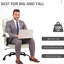 Chaise de bureau en lin blanc crème, capacité de poids de 500 lb, grande et haute, réglable, support de meuble pivotant, lin, rotatif