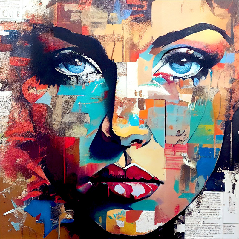 Colourful Woman Portrait III - No Frame Print on Float Glass, 30cm H x 30cm W x 1.3cm D