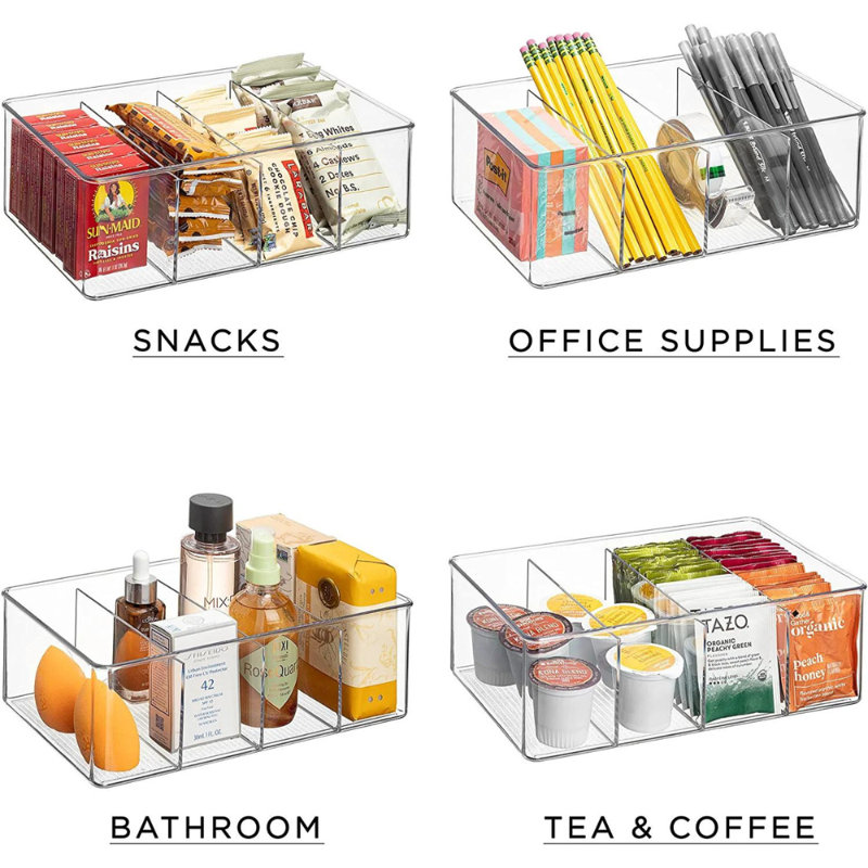 Sorbus 2 Pack Clear Stackable Storage Bins with Dividers