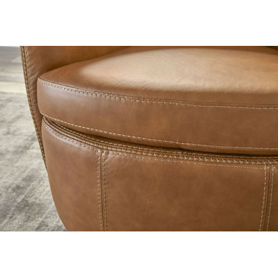 Crandell Top Grain 100% Genuine Italian Leather Swivel Barrel Chair