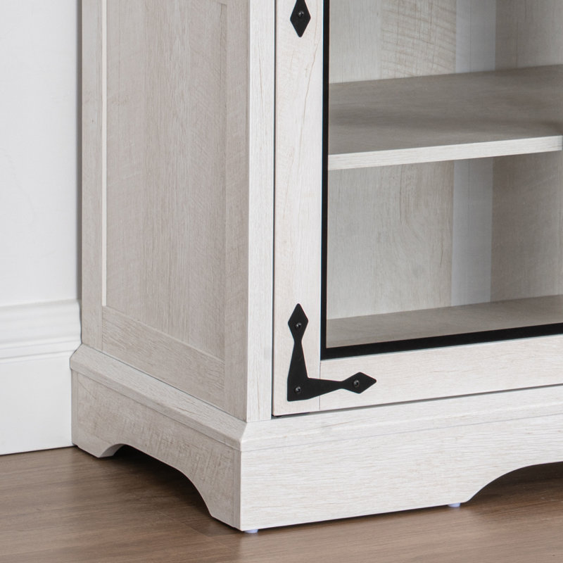 65.75" Large Sideboard Buffet Cabinet With Glass Door