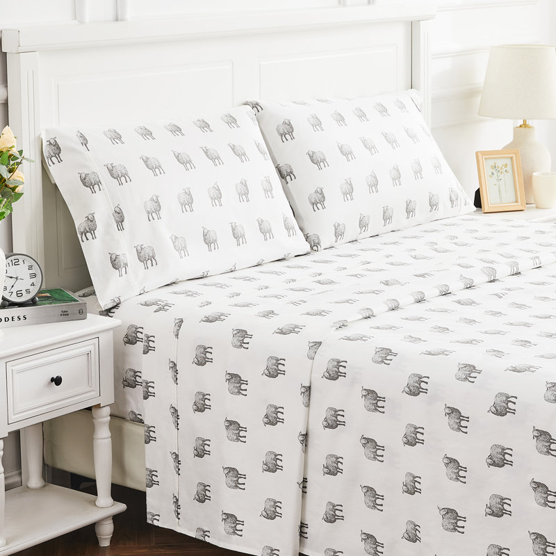 Sheep Sheet Set, Queen Sheet Set with 2 Pillowcases