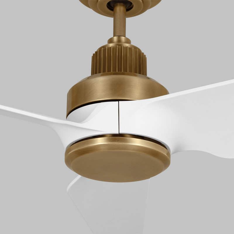 Smart LED Downrod Ceiling Fan, Hand Rubbed Brass