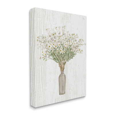 " Country Wildflower Blooms Arrangement Rustic Plank Pattern " by Ziwei Li Painting Print