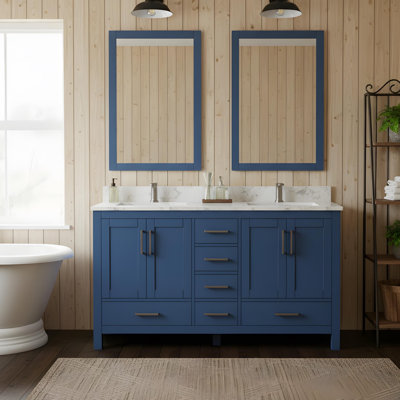 Double Bathroom Vanity Set with 4 Doors and 6 Drawers