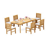 6 Seats 7 Pcs Grade-A Teak Wood Dining Set: 83" Rectangle Table And 6 Devon Armless Chairs #11DV1800