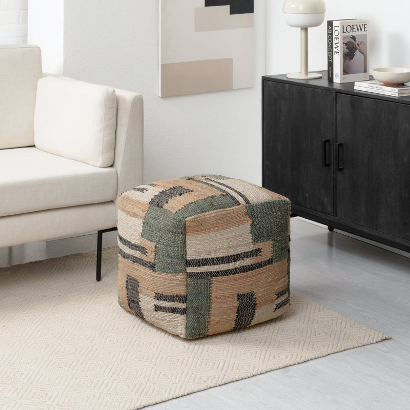 Hurley Hand Knotted Pouf, Forrest Green