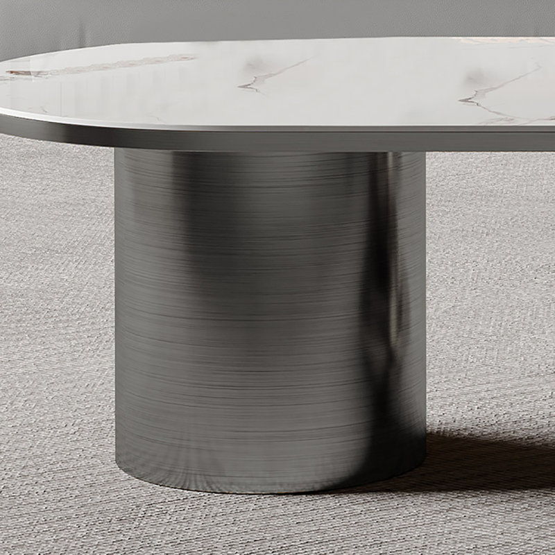 Stone Top Single Coffee Table, White/Gray, 13.8" H x 23.6" W x 51.2" L