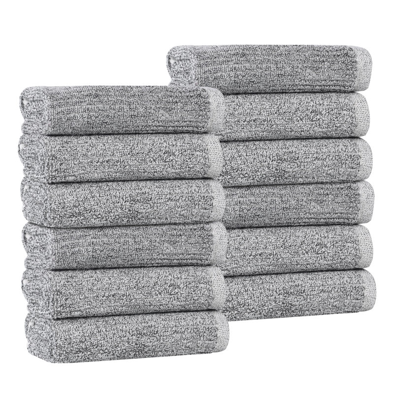 Essuie-mains en mélange de coton et viscose Destin, Gris anthracite