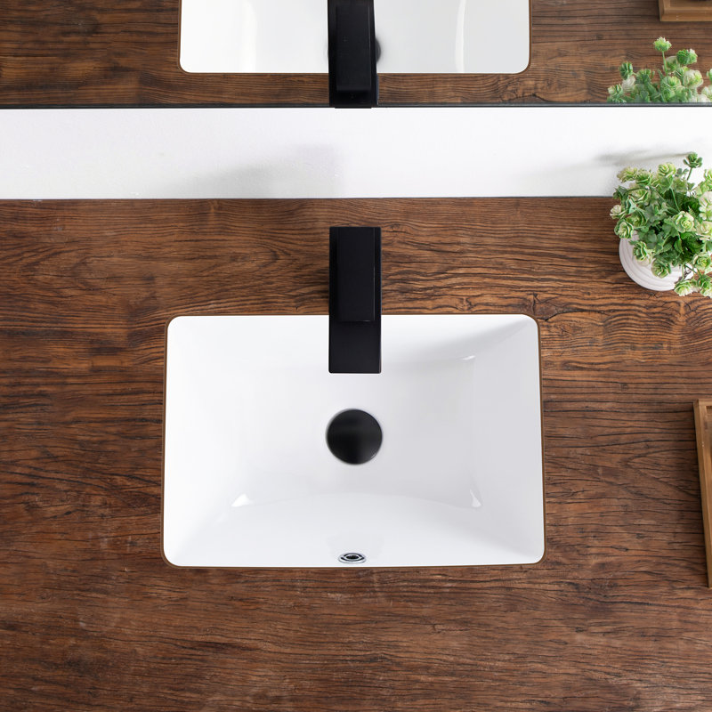 Small Undermount Bathroom Sink 18.3" X 13" Rectangular Undermount Sink Vitreous China With Overflow