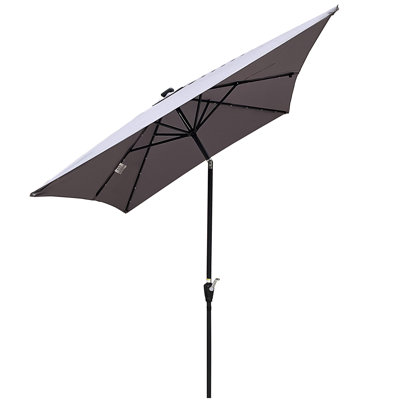 Nicolaie 10 x 6.5t Rectangular Patio Solar LED Lighted Outdoor Umbrellas with Crank and Push Button Tilt -  Arlmont & Co., 1BFF43FBED8742379C1406465EB1AF6A